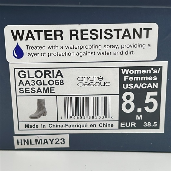2108- André Assous Suede Ankle boots Beige Water Resistant Size 8.5 NWT - Picture 10 of 12